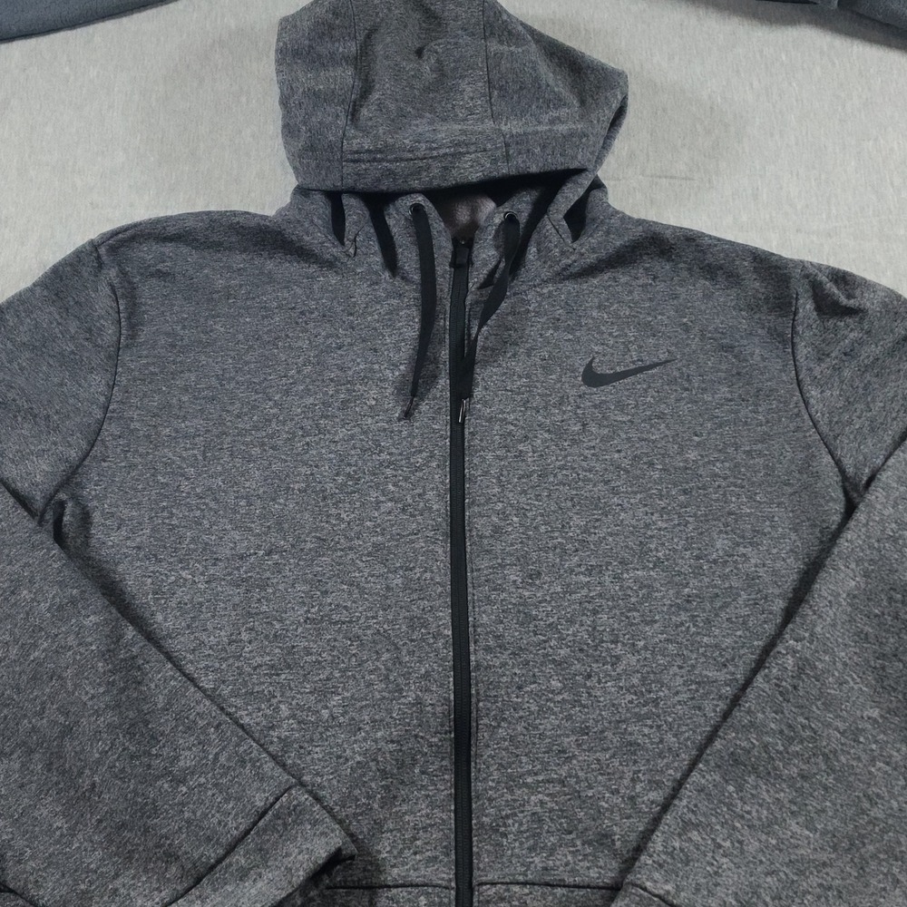 Nike Mens 3XLT 3XL Tall Dri FIT Full Zip Fleece Hoodie Sweatshirt Heather Grey - Picture 3 of 11